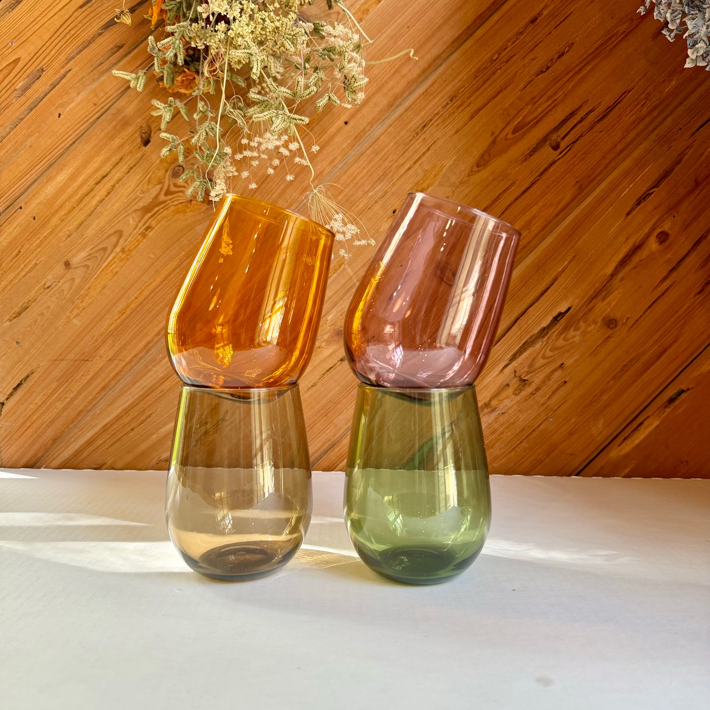 Colorful Stemless Wine Glasses, Set of 4